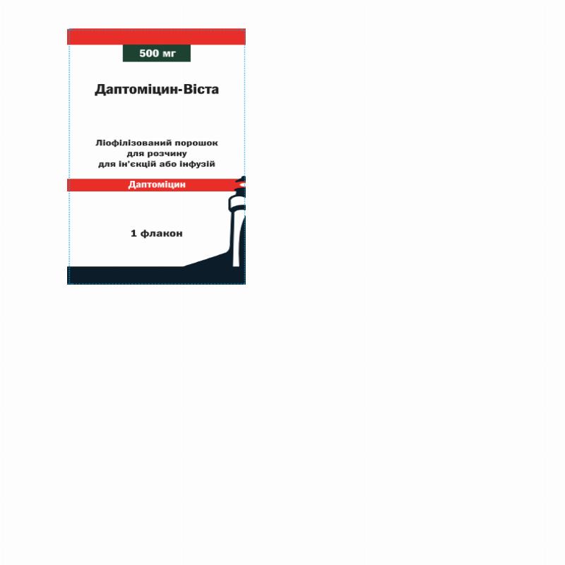 ДАПТОМІЦИН-ВІСТА ліофілізований порошок для розчину для ін'єкцій або інфузій по 500 мг, по 1 флакону у пачці